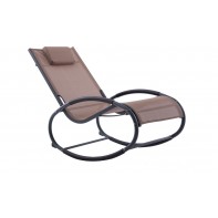 Vivere Adjustable Wave Metal Rocker Chair - Macchiato On Matte Grey