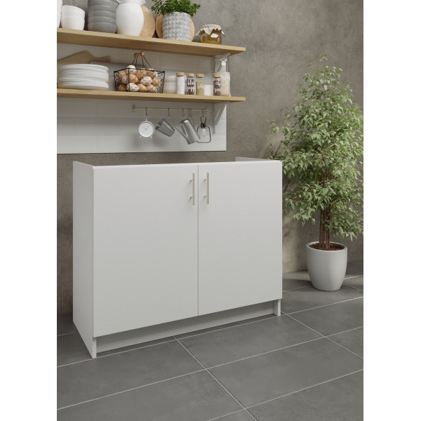 Kitchen Base Sink Unit 1000mm Storage Cabinet With Doors 100cm - White Matt