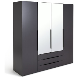 Hallingford 4 Door 3 Drawer Wardrobe - Anthracite | Modern Bedroom Storage Hallingford 4 Door 3 Drawer Wardrobe - Anthracite | Modern Bedroom Storage