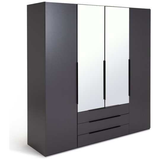 Hallingford 4 Door 3 Drawer Wardrobe - Anthracite | Modern Bedroom Storage