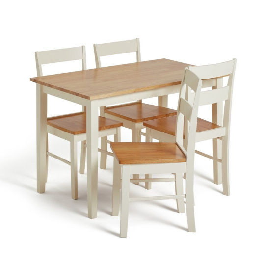 Chicago Solid Wood Table & 4 Two Tone Chairs