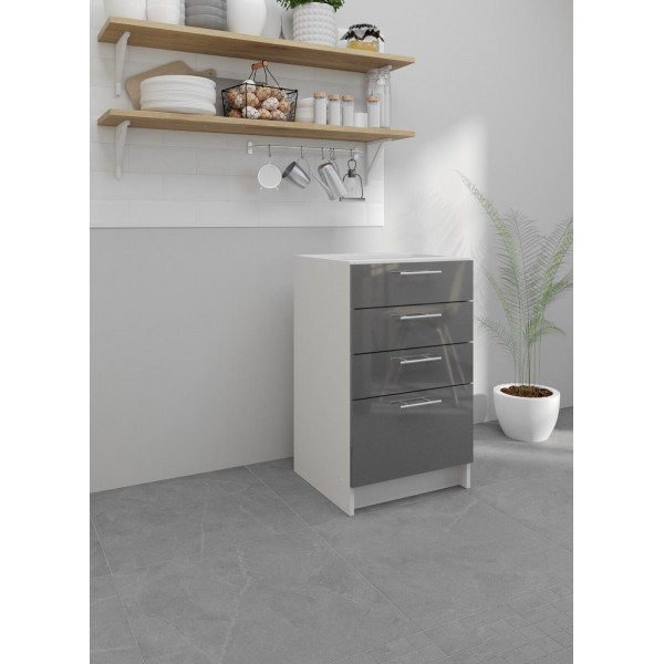 Kitchen Base Drawer Unit 500mm Cabinet With Fronts 50cm - Dark Grey Gloss