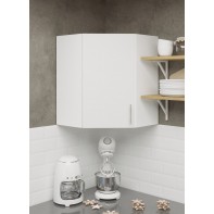 Kitchen Wall Corner Unit 600mm Cabinet With Door and Shelf 60cm - White Matt