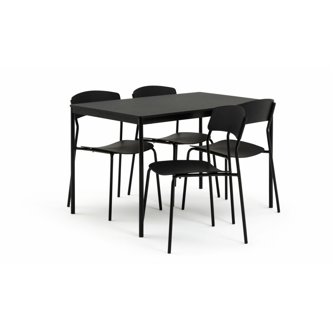 Stella Wood Effect Dining Table & 4 Black Chairs