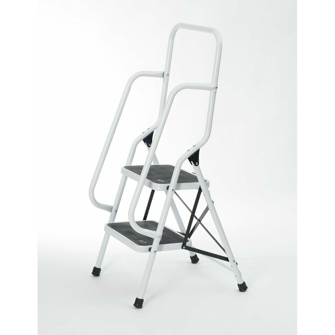 Two Step Foldable Safety Ladder With Top And Side Handrails