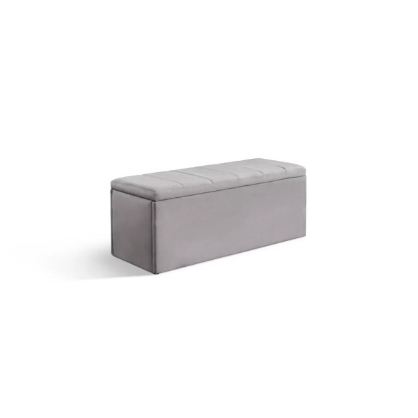 Pandora Velvet Ottoman - Grey