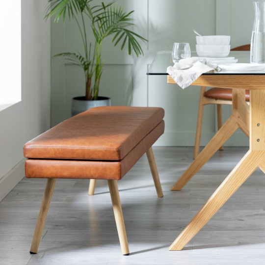 Lex Faux Leather Dining Bench - Tan ( B Grade )