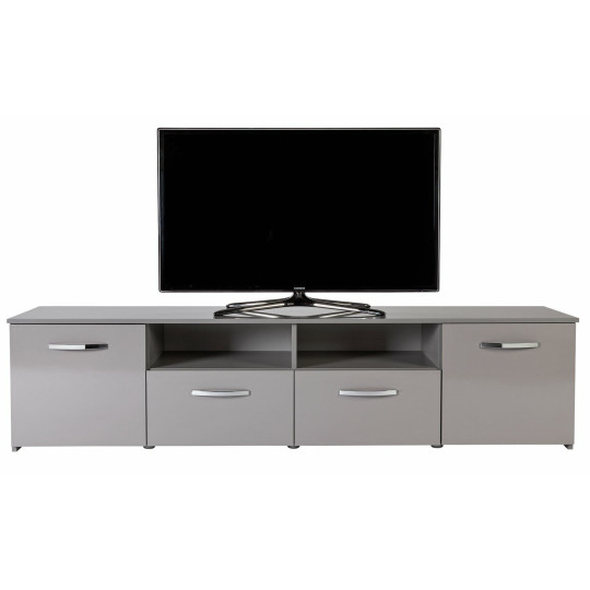 Home Hayward 2 Door TV Unit Gloss Grey | Modern Media Stand with Storage Shelves