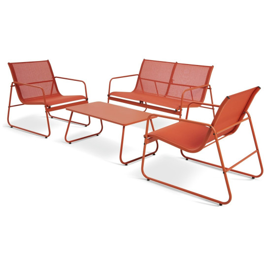 Cali 4 Seater Metal Patio Set - Orange | Bright Garden Furniture