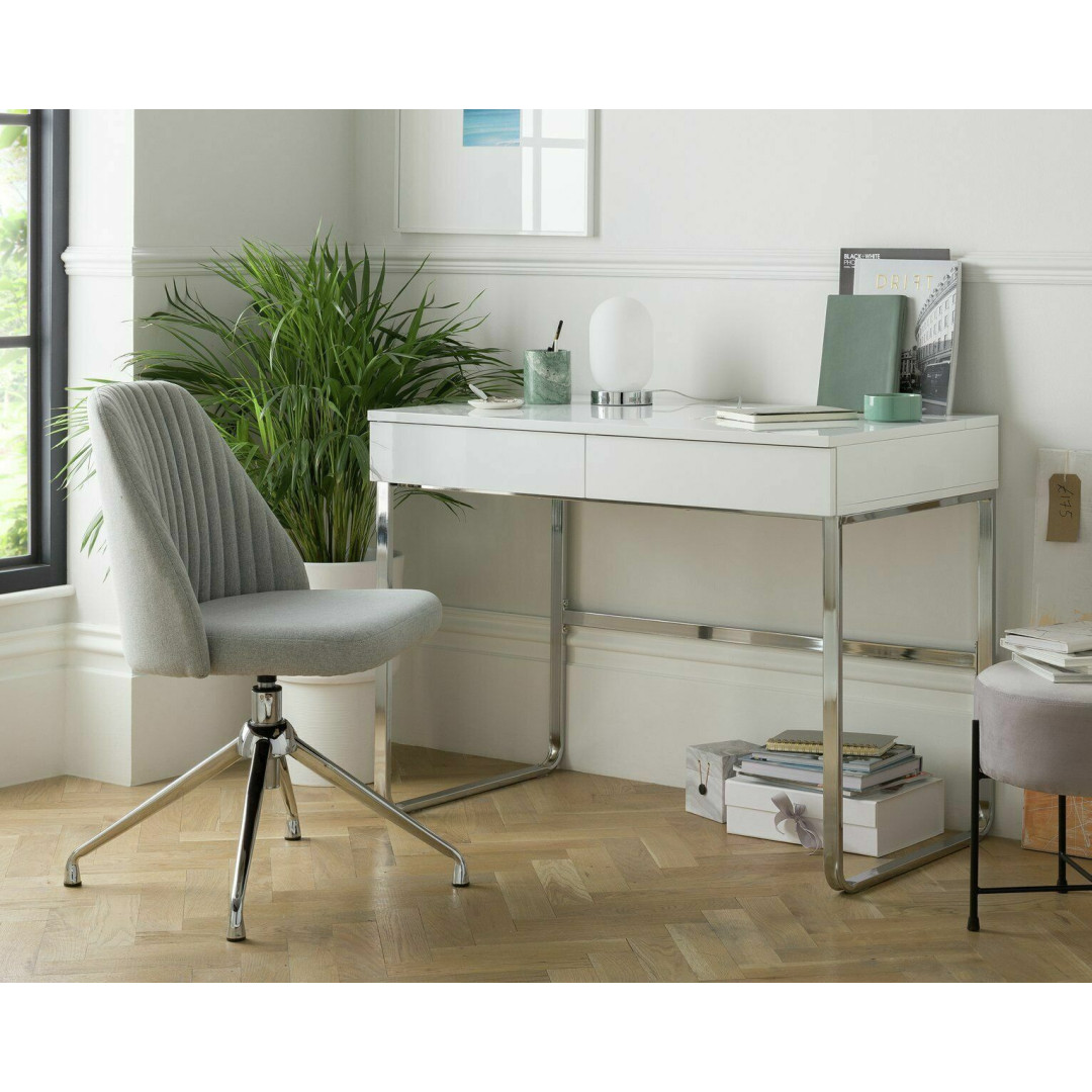 Sammy 2 Drawer Desk - White Gloss