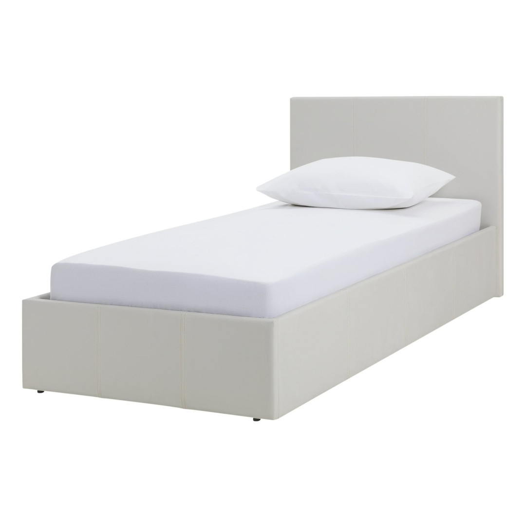 Home Lavendon Single End Lift Ottoman Bed - White | Modern Space-Saving Bed Home Lavendon Single End Lift Ottoman Bed - White | Modern Space-Saving Bed