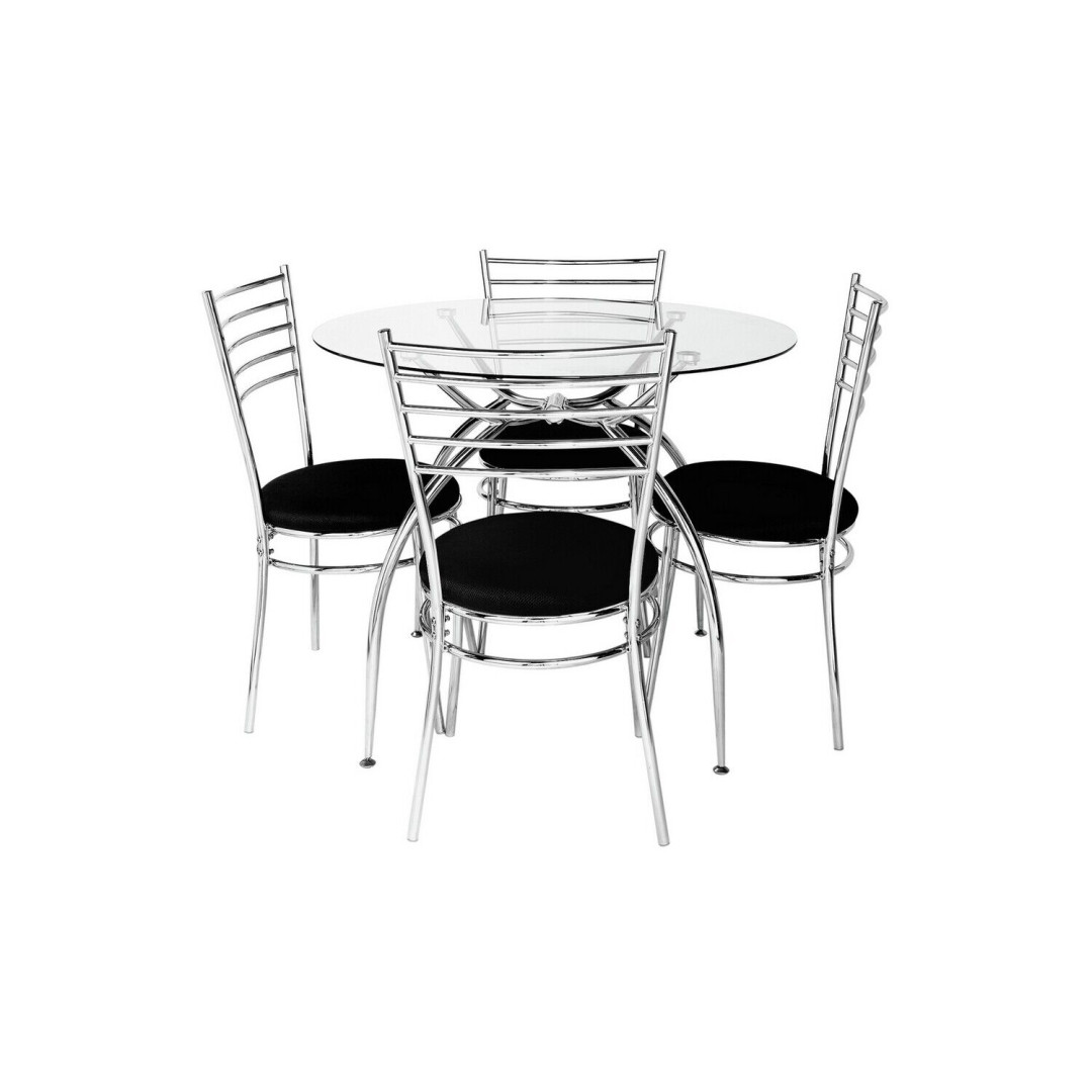Lusi Glass Dining Table & 4 Black Chairs