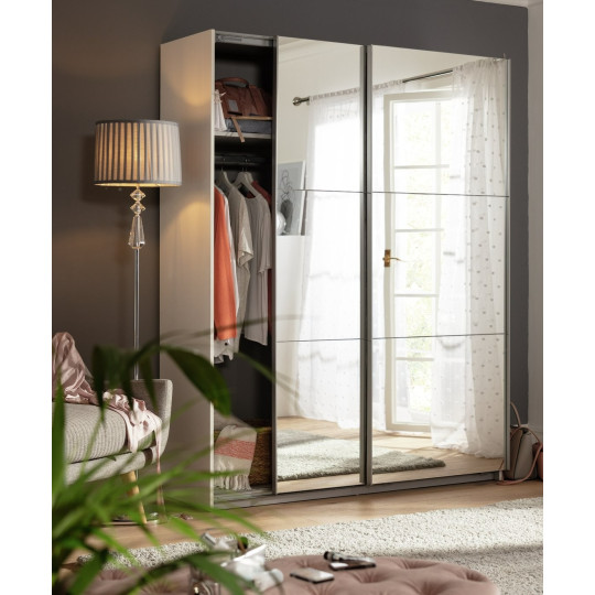 Holsted Mirrored 150cm Sliding Wardrobe - White | Clean Minimalist Aesthetic
