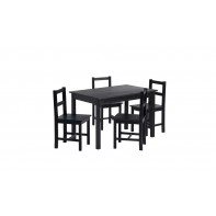 Raye Dining Table and 4 Chairs Set Wooden 118cm - Black For Dining Room Kitchen