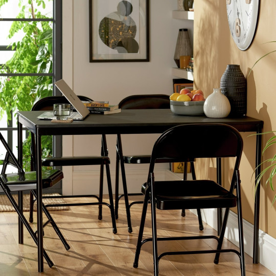 Home Stella Metal 6 Seater Dining Table - Black | Metal Dining Table Black