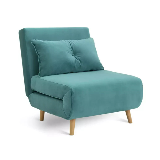 Roma Single Compact Fabric Chairbed - Teal | Small Sofa Bed Guest Chair