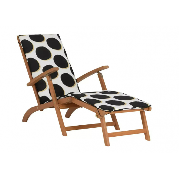 Folding Wooden Sun Lounger - Black & White