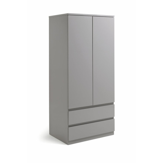 Home Jenson 2 Door 2 Drawer Wardrobe - Gloss Grey | High Shine Furniture