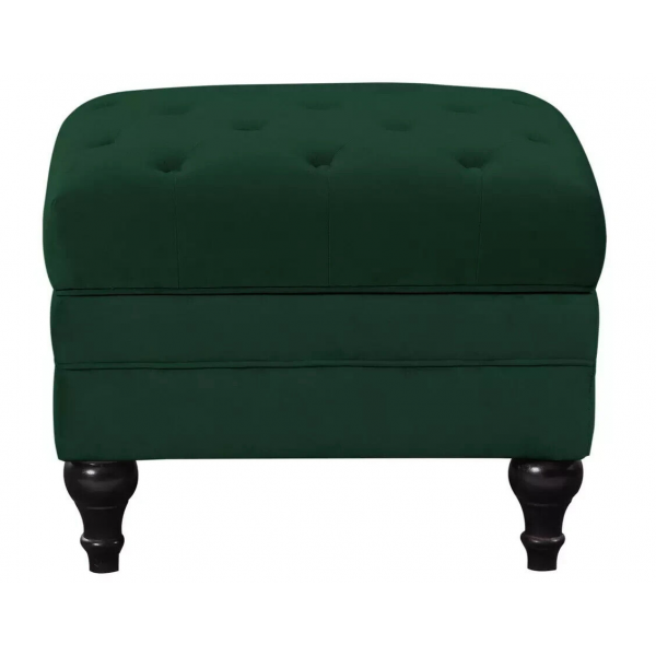 Chesterfield Velvet Footstool - Green