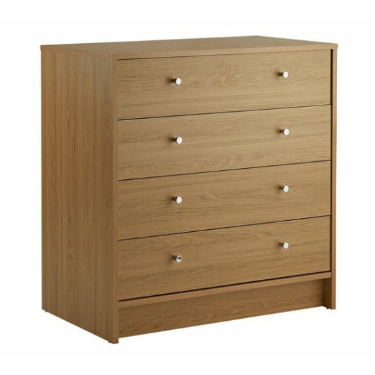New Malibu 4 Drawer Wide Chest - Oak Effect | Bedroom Storage Unit for Clothes