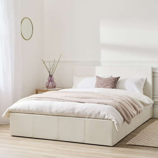 Home Lavendon Kingsize End Lift Ottoman Bed - White | Gas lift king bed
