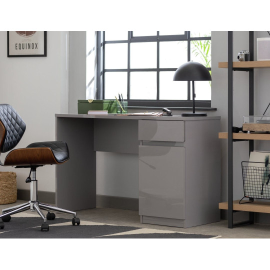 Jenson 1 Drawer Office Desk - Grey Gloss