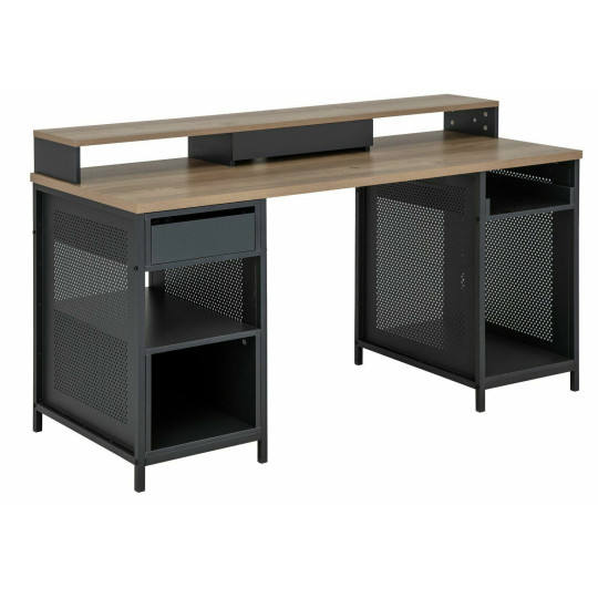 Home Modular 1 Drawer Gaming Desk - Oak Effect & Black | Study Workstation Table