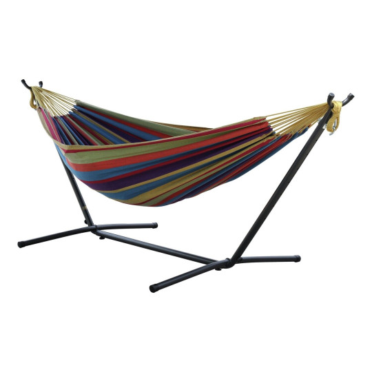 Vivere Double Cotton Hammock with Stand - Tropical