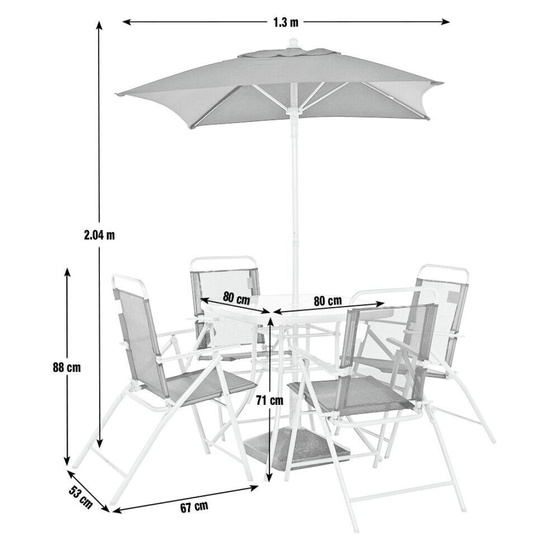 Home Atlantic 4 Seater Folding Metal Patio Set Black Outdoor Garden Furniture