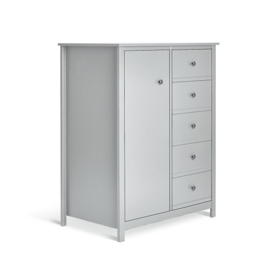 Brooklyn 1 Door 5 Drawer Short Wardrobe - White | Elegant Home Storage