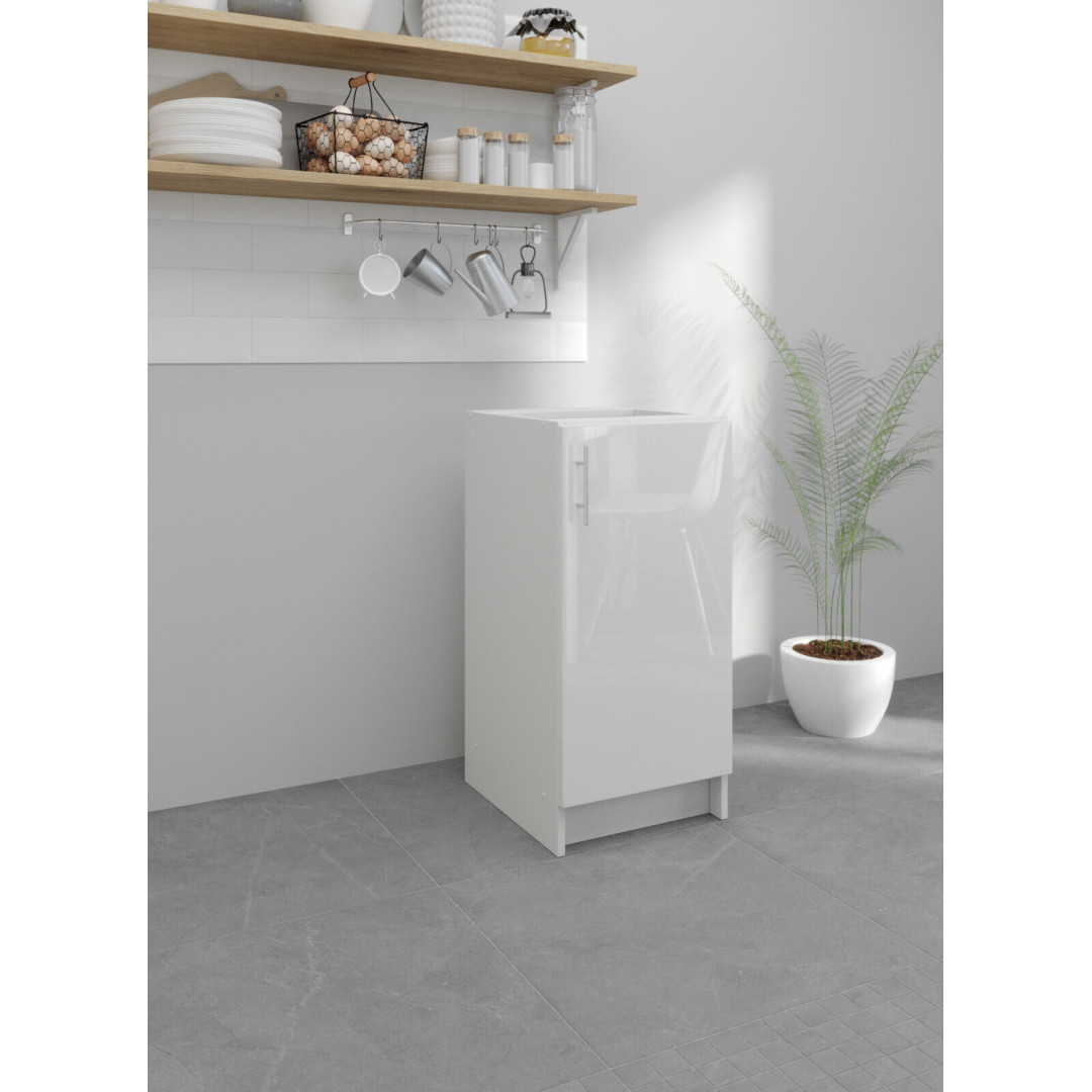 Kitchen Base Cabinet 400mm Cupboard Unit - White  Gloss