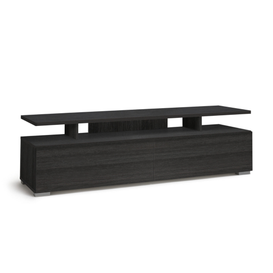 Habitat Floating Top TV Unit - Black & Brown | Media Stand with Storage Shelves