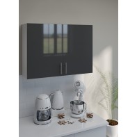 Kitchen Wall Unit 1000mm Storage Cabinet With Doors Shelf 100cm Dark Grey Gloss