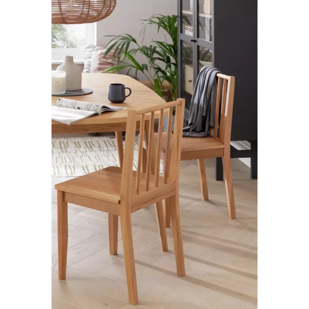 Nel Pair of Solid Wood Spindle Chairs Natural | Wooden Dining Chair Set Nel Pair of Solid Wood Spindle Chairs Natural | Wooden Dining Chair Set
