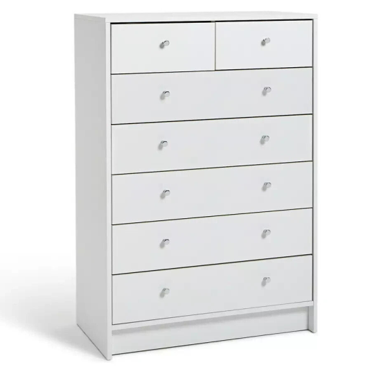 Malibu Modern 7 Drawer White Chest Of Drawers Storage Cabinet - For Bedroom