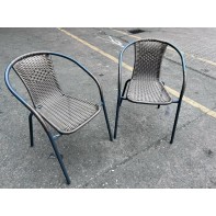 Rattan Effect Balcony Pair Of Chairs - Brown
