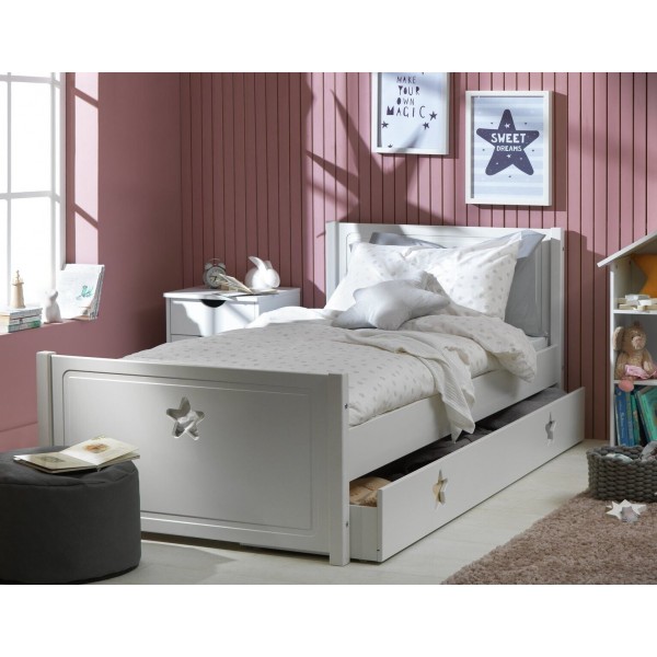 Stars Single Bed with Drawer - White ( B Grade)