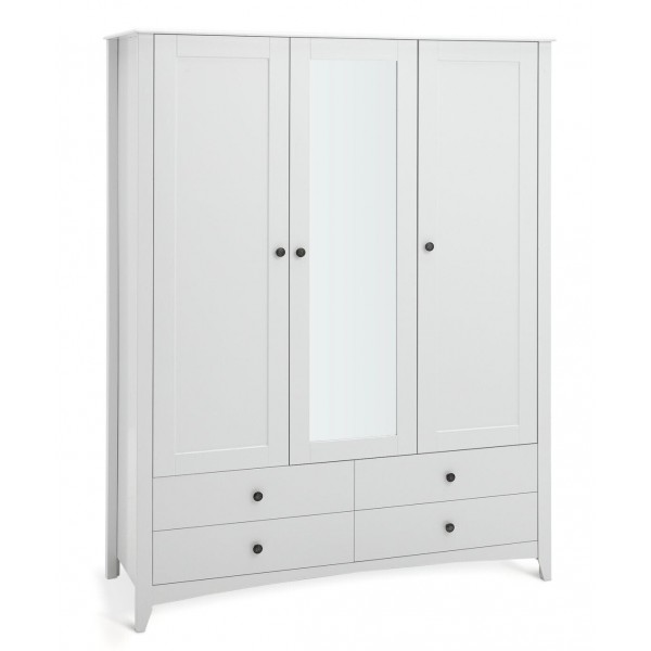 Minato 3 Door 4 Drawer Wardrobe - White