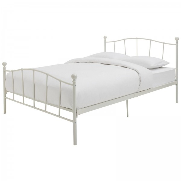 Fleur Double Metal Bed Frame - White With Double 1000 Pocket Sprung Mattress