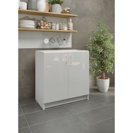 Kitchen Base Unit 800mm Storage Cabinet & Doors 80cm - White Gloss (No Worktop)