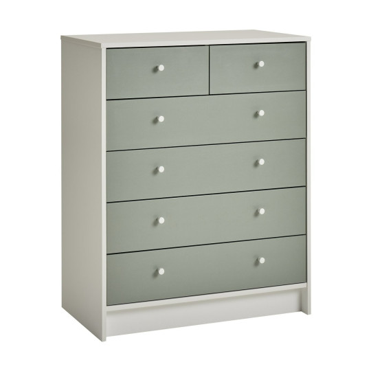 Home Kids Malibu 6 drawer Chest - Green and White | Kids bedroom drawers
