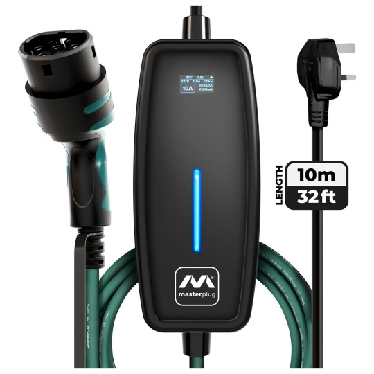 Masterplug 10m Mode 2 EV Charging Cable with 13A 3-Pin Plug