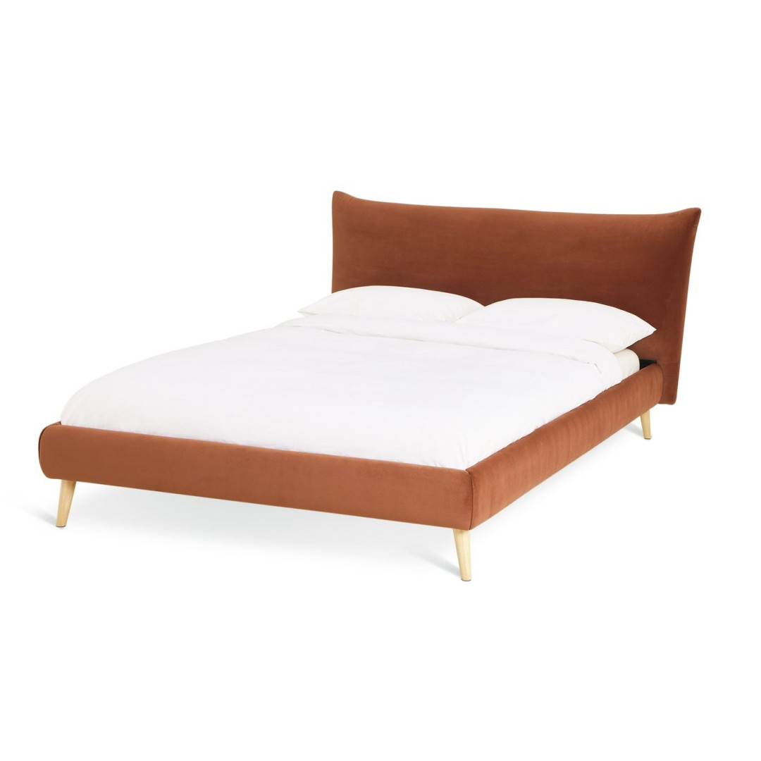Marshmallow Velvet Double Bed Frame - Rust | Stylish Room Arrangement Marshmallow Velvet Double Bed Frame - Rust | Stylish Room Arrangement