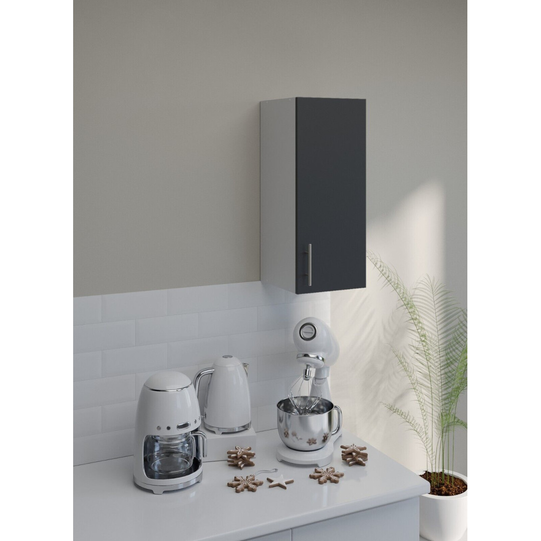 Kitchen Wall Cabinet 300mm Wall Mounted Upper Cupboard Unit - Dark Grey Matt