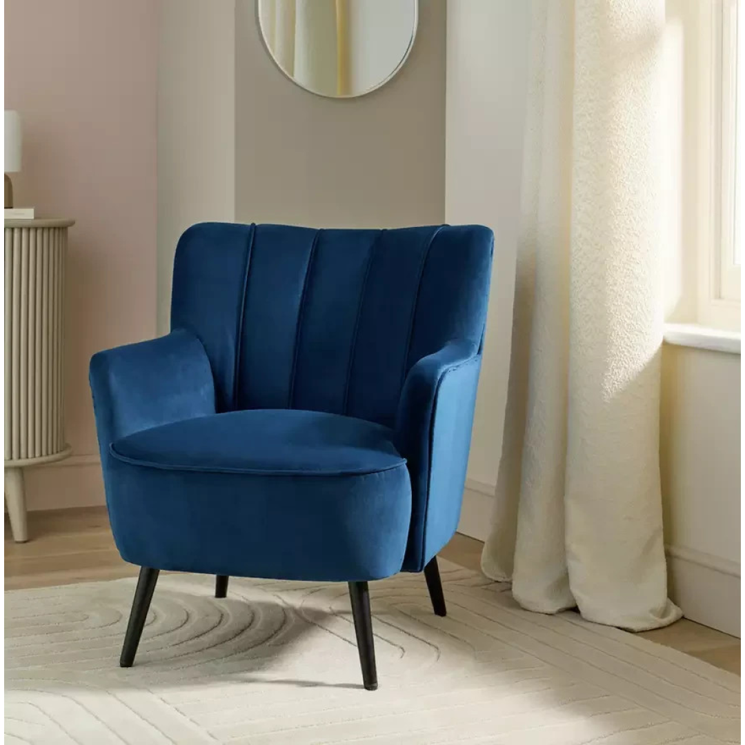 Home Liora Velvet Armchair Navy | Modern Living Room Accent Chair Furniture Home Liora Velvet Armchair Navy | Modern Living Room Accent Chair Furniture