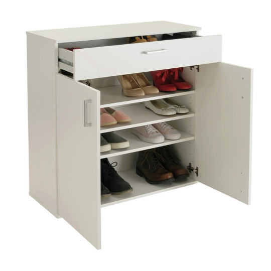 Home Venetia Shoe Storage Cabinet White | Organizer Cupboard for Entryway Shoes