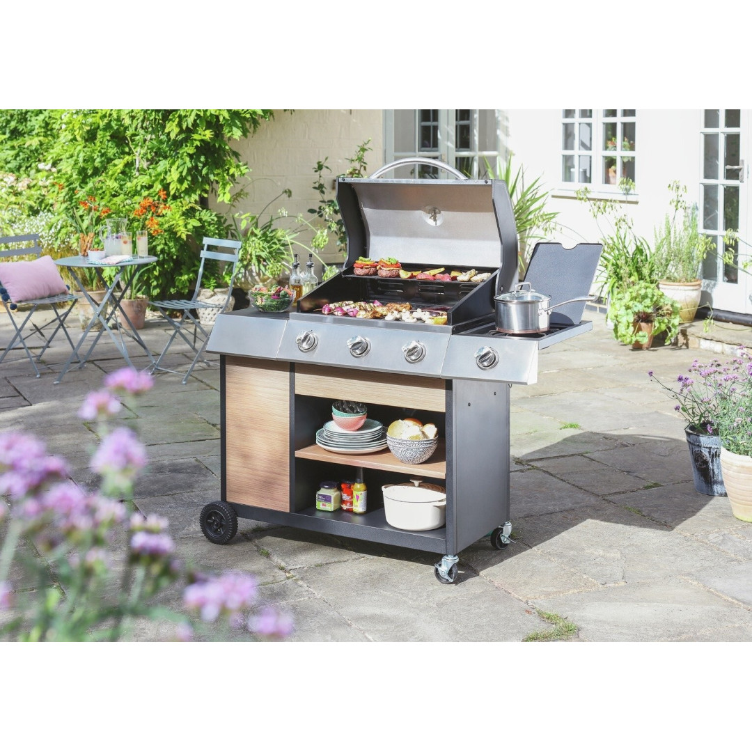 Deluxe Burner with Side Burner Gas BBQ B Grade 15845