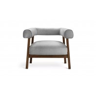 Elio Fabric Curved Armchair - Grey