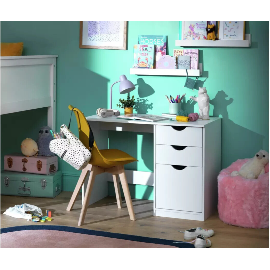 Kids Pagnell 3 Drawers Desk - White