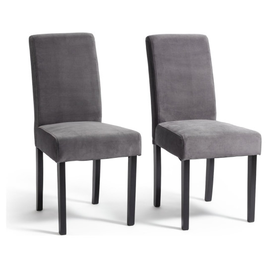 Midback Pair of Velvet Dining Chair - Grey | Soft Upholstered Comfort